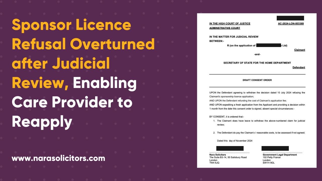 Sponsor Licence Refusal Overturned after Judicial Review, Enabling Care Provider to Reapply