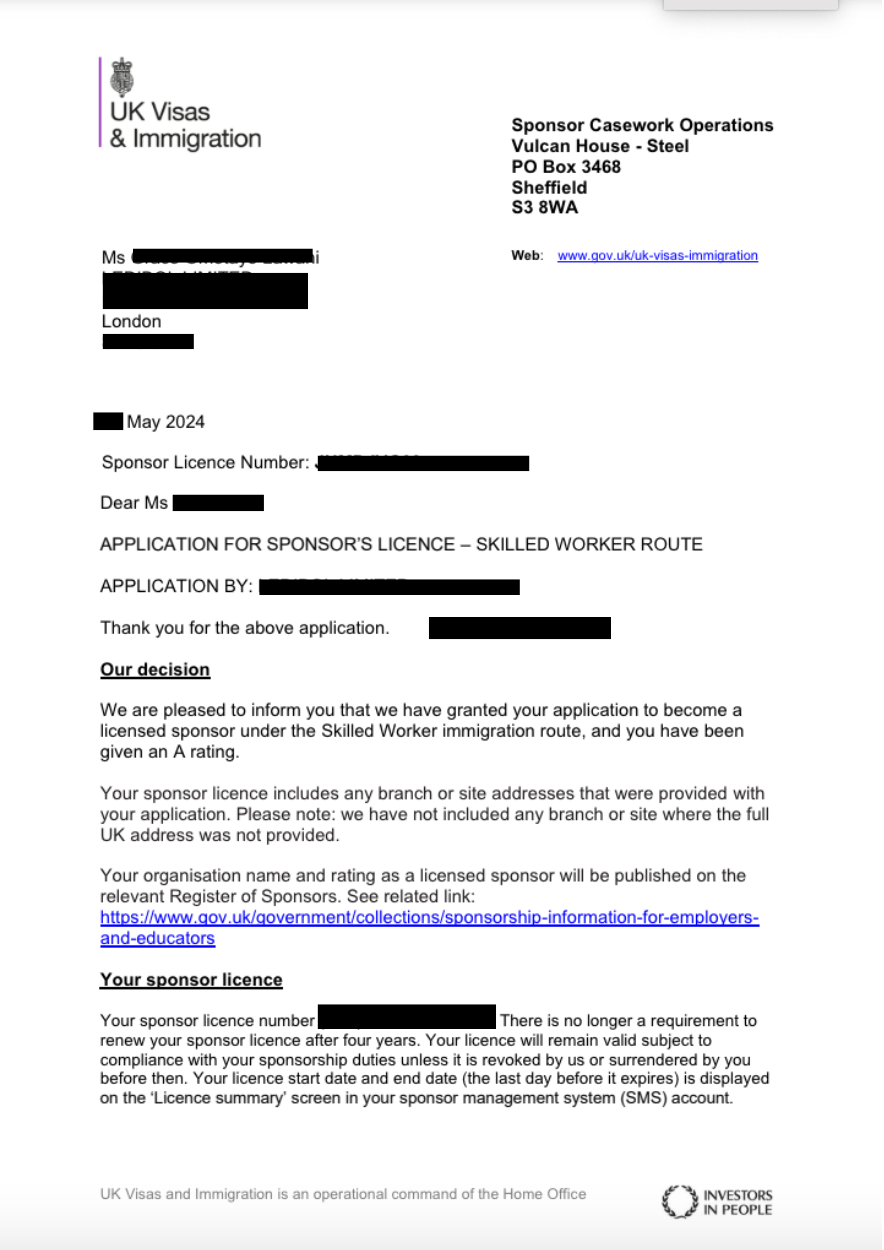 Sponsor Licence babysitter