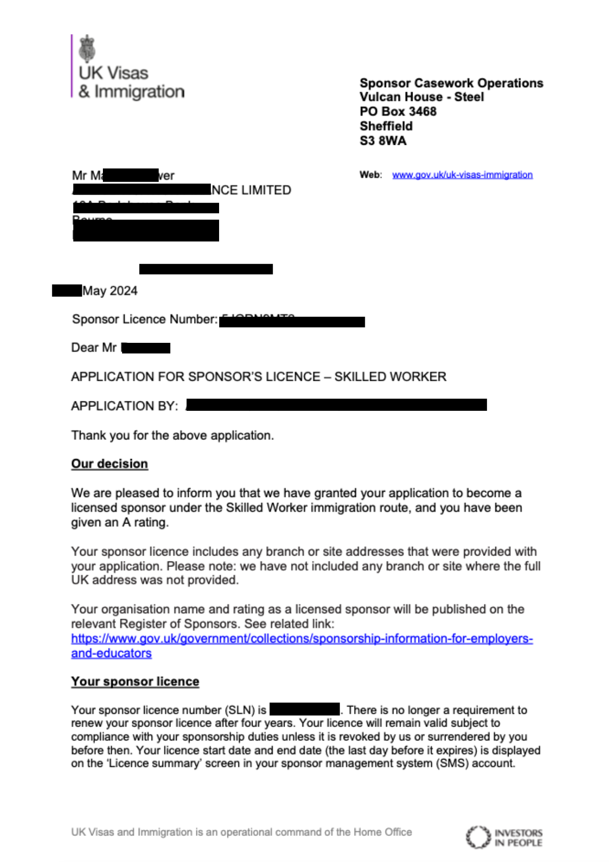 sponsor licence for finance company